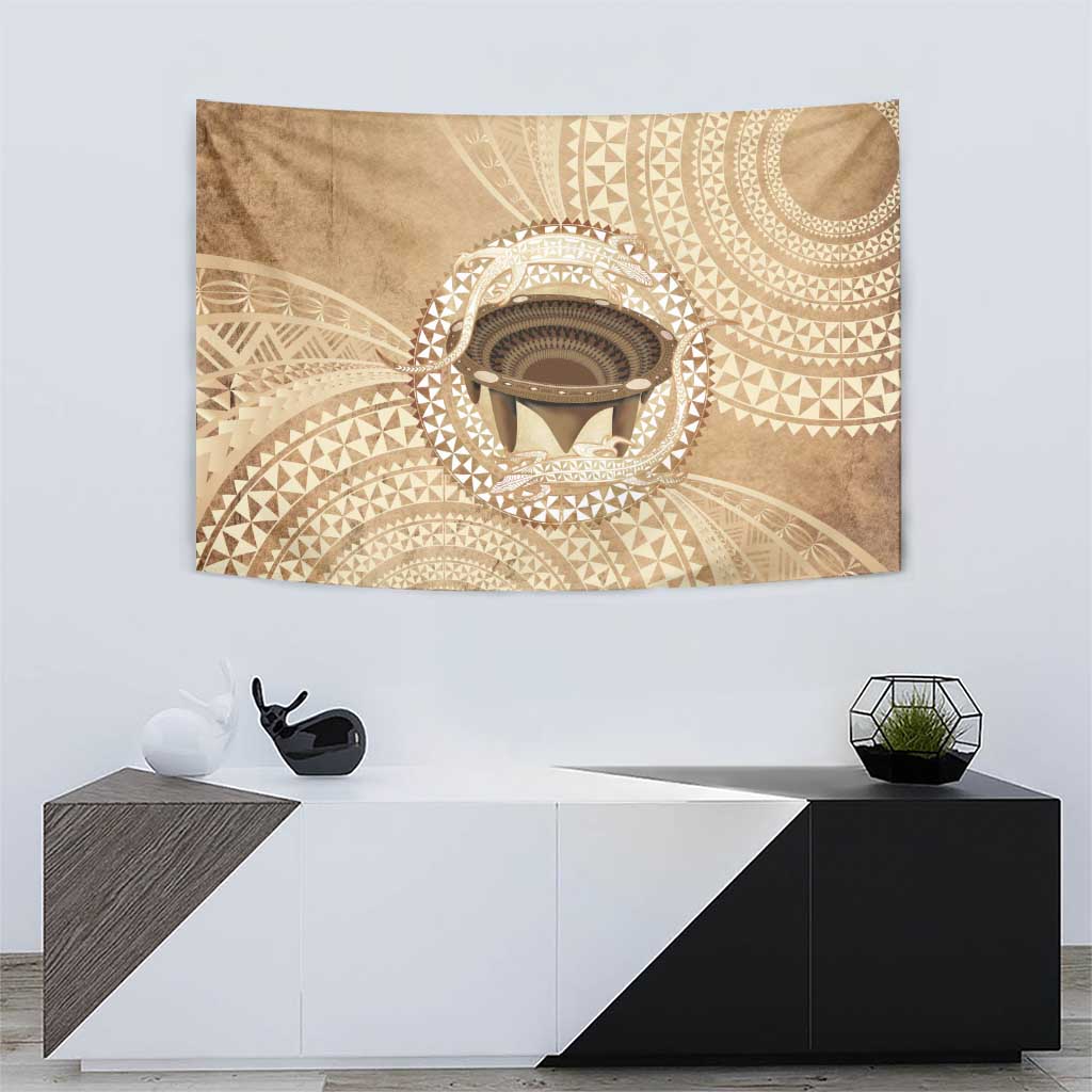 Tonga Skink Kava Bowl Tapestry Vintage Tongan Ngatu Pattern