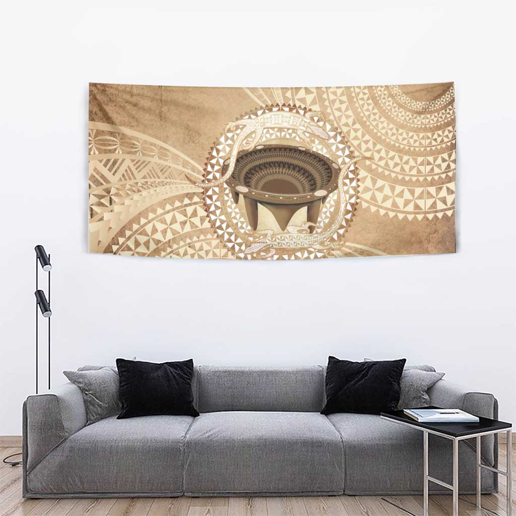 Tonga Skink Kava Bowl Tapestry Vintage Tongan Ngatu Pattern