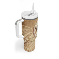 Tonga Skink Kava Bowl Tumbler With Handle Vintage Tongan Ngatu Pattern
