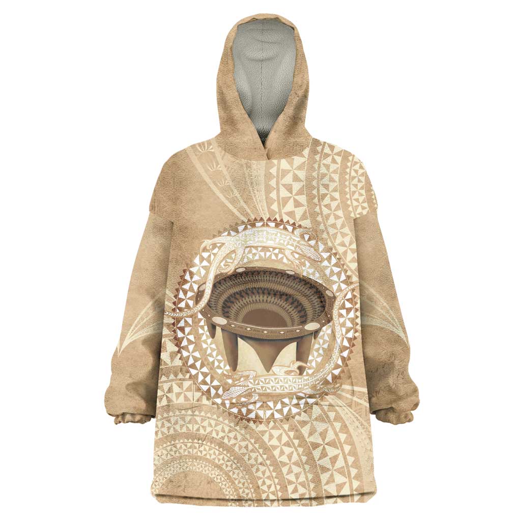 Tonga Skink Kava Bowl Wearable Blanket Hoodie Vintage Tongan Ngatu Pattern