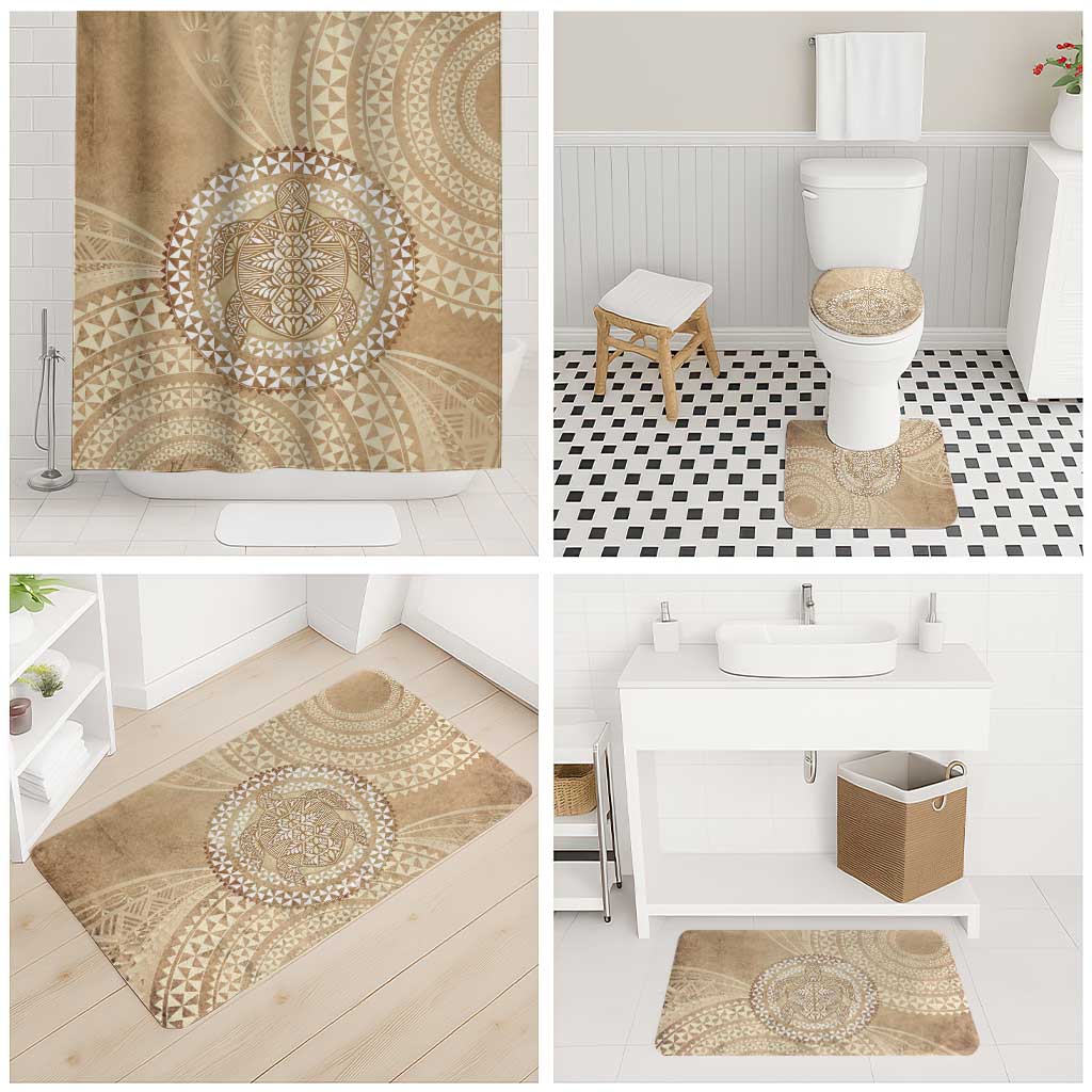 Tonga Ngatu Turtle Bathroom Set Vintage Tongan Tapa Cloth