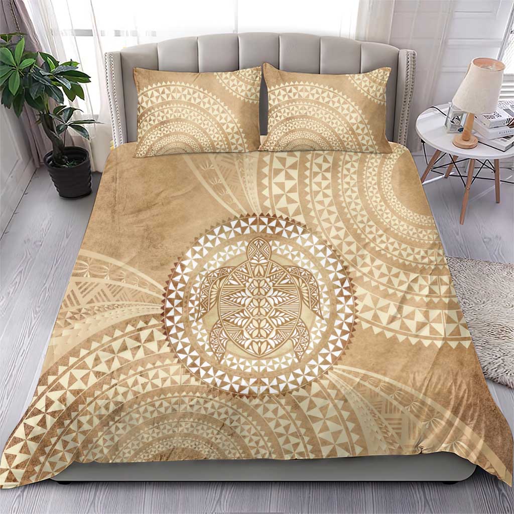 Tonga Ngatu Turtle Bedding Set Vintage Tongan Tapa Cloth