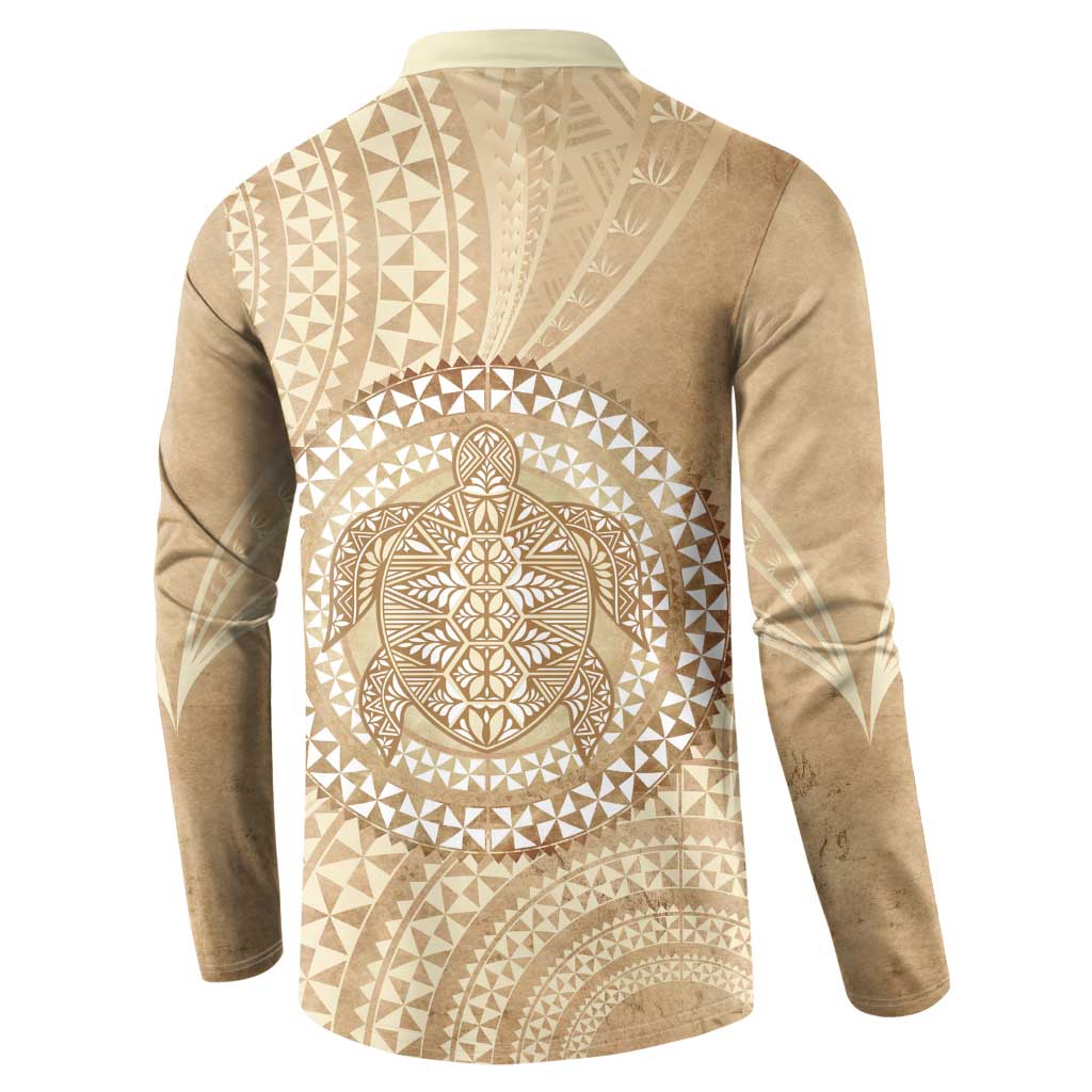 Tonga Ngatu Turtle Button Sweatshirt Vintage Tongan Tapa Cloth