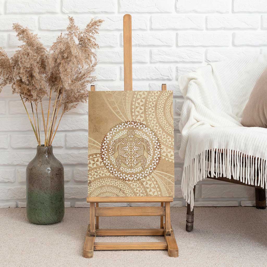 Tonga Ngatu Turtle Canvas Wall Art Vintage Tongan Tapa Cloth