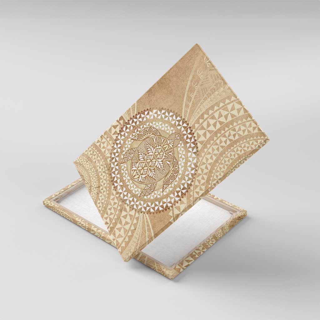 Tonga Ngatu Turtle Canvas Wall Art Vintage Tongan Tapa Cloth