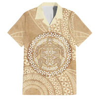 Tonga Ngatu Turtle Family Matching Mermaid Dress and Hawaiian Shirt Vintage Tongan Tapa Cloth LT14 Dad's Shirt - Short Sleeve Brown - Polynesian Pride