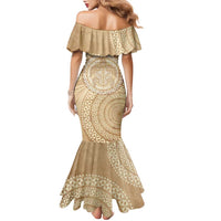 Tonga Ngatu Turtle Family Matching Mermaid Dress and Hawaiian Shirt Vintage Tongan Tapa Cloth LT14 - Polynesian Pride