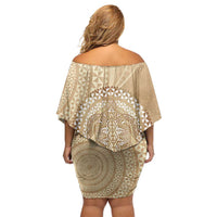 Tonga Ngatu Turtle Family Matching Off Shoulder Short Dress and Hawaiian Shirt Vintage Tongan Tapa Cloth LT14 - Polynesian Pride