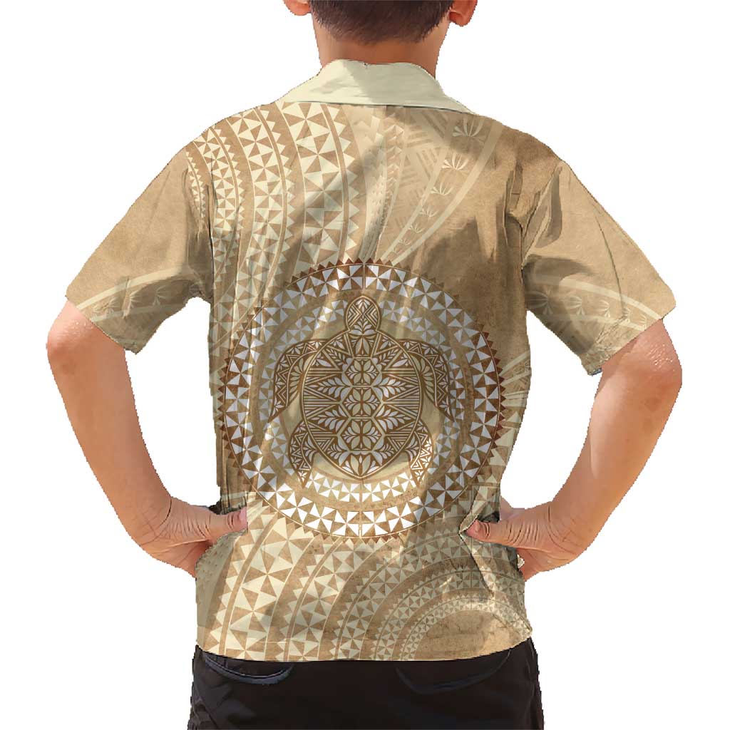Tonga Ngatu Turtle Family Matching Summer Maxi Dress and Hawaiian Shirt Vintage Tongan Tapa Cloth LT14 - Polynesian Pride