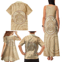 Tonga Ngatu Turtle Family Matching Tank Maxi Dress and Hawaiian Shirt Vintage Tongan Tapa Cloth LT14 - Polynesian Pride