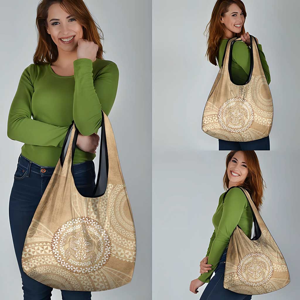 Tonga Ngatu Turtle Grocery Bag Vintage Tongan Tapa Cloth