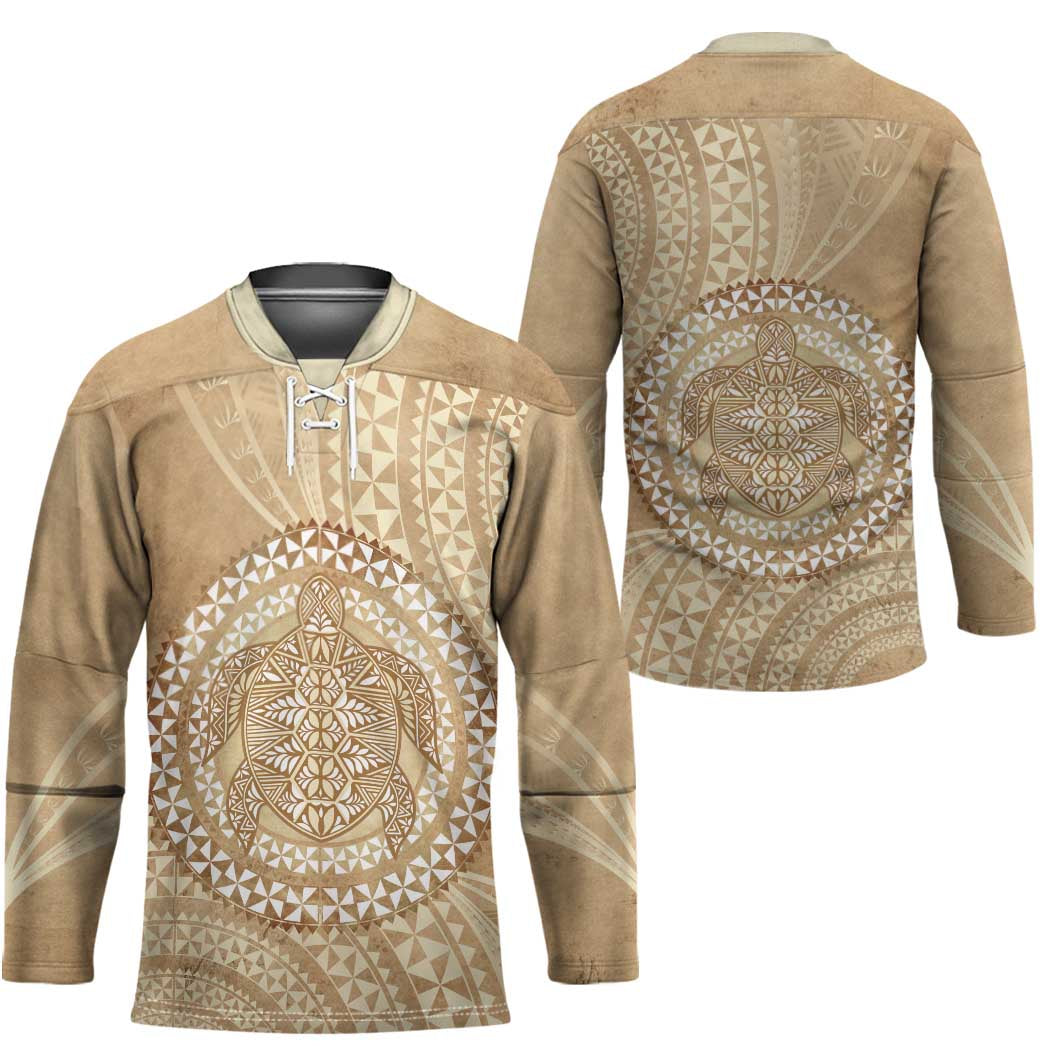 Tonga Ngatu Turtle Hockey Jersey Vintage Tongan Tapa Cloth