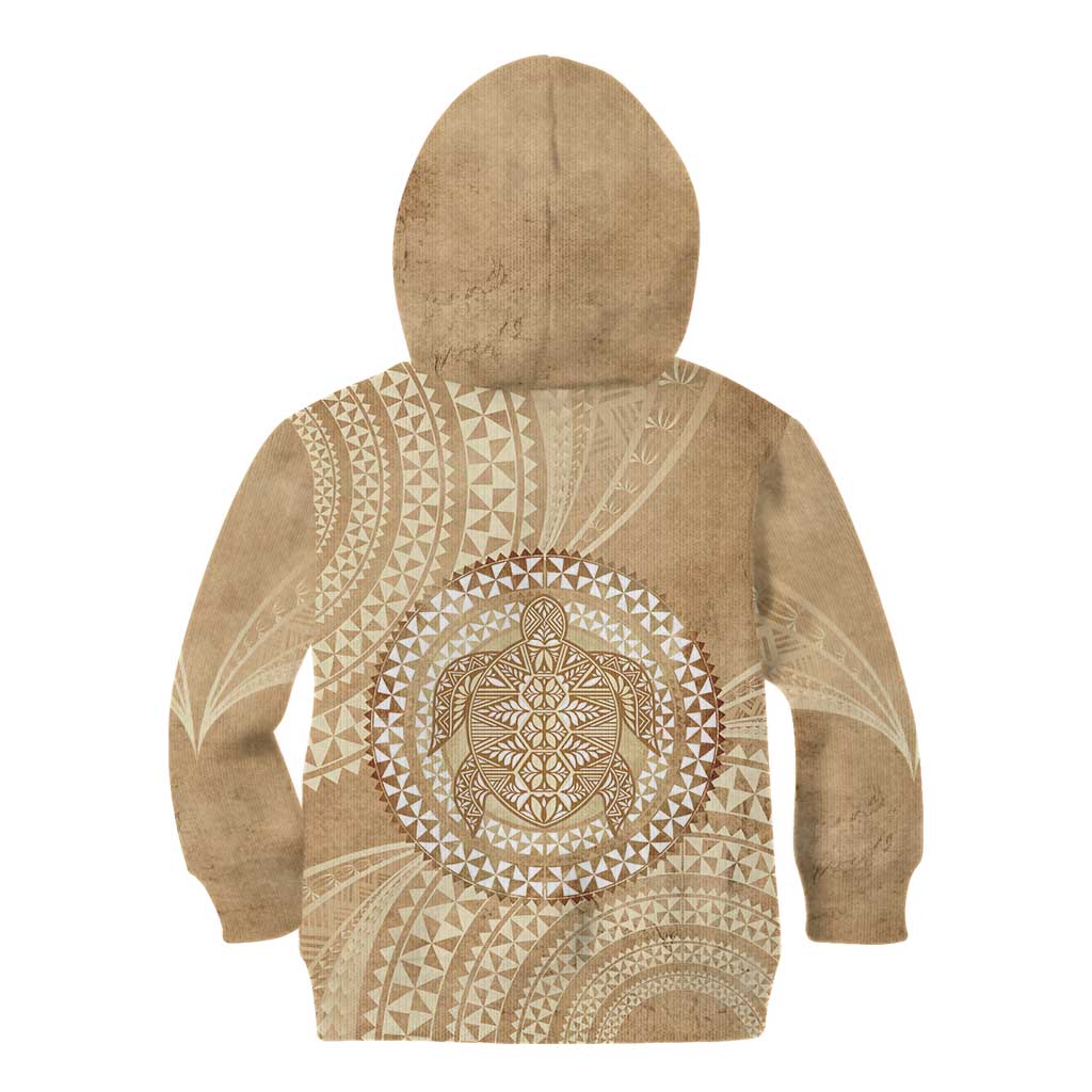 Tonga Ngatu Turtle Kid Hoodie Vintage Tongan Tapa Cloth