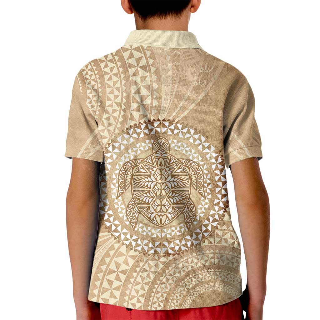 Tonga Ngatu Turtle Kid Polo Shirt Vintage Tongan Tapa Cloth