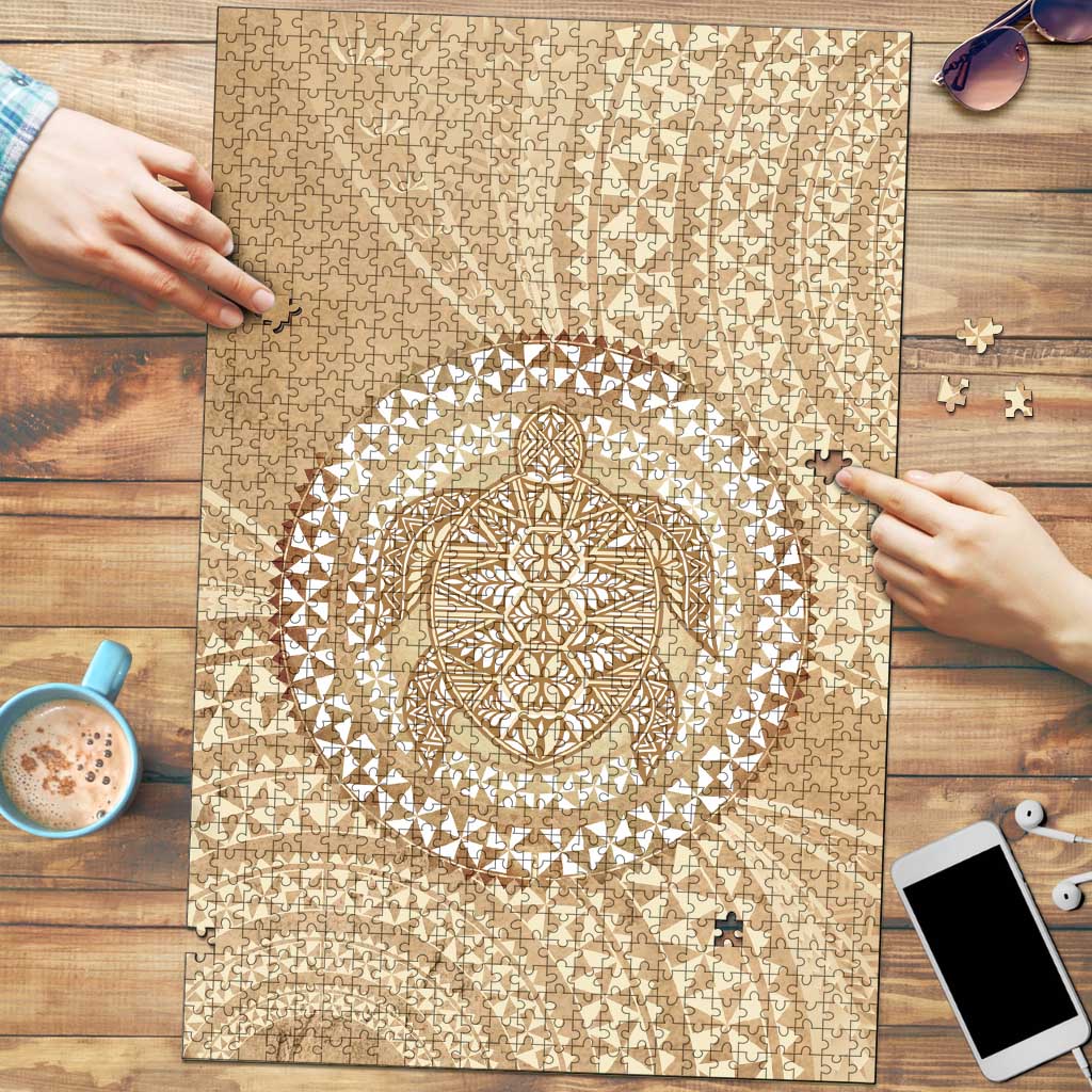 Tonga Ngatu Turtle Puzzle Vintage Tongan Tapa Cloth