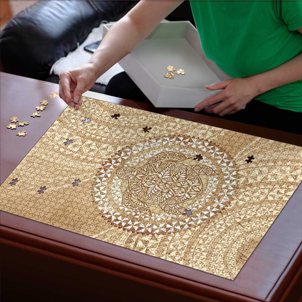 Tonga Ngatu Turtle Puzzle Vintage Tongan Tapa Cloth