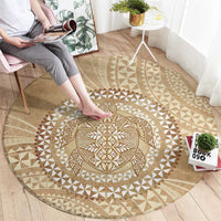 Tonga Ngatu Turtle Round Carpet Vintage Tongan Tapa Cloth