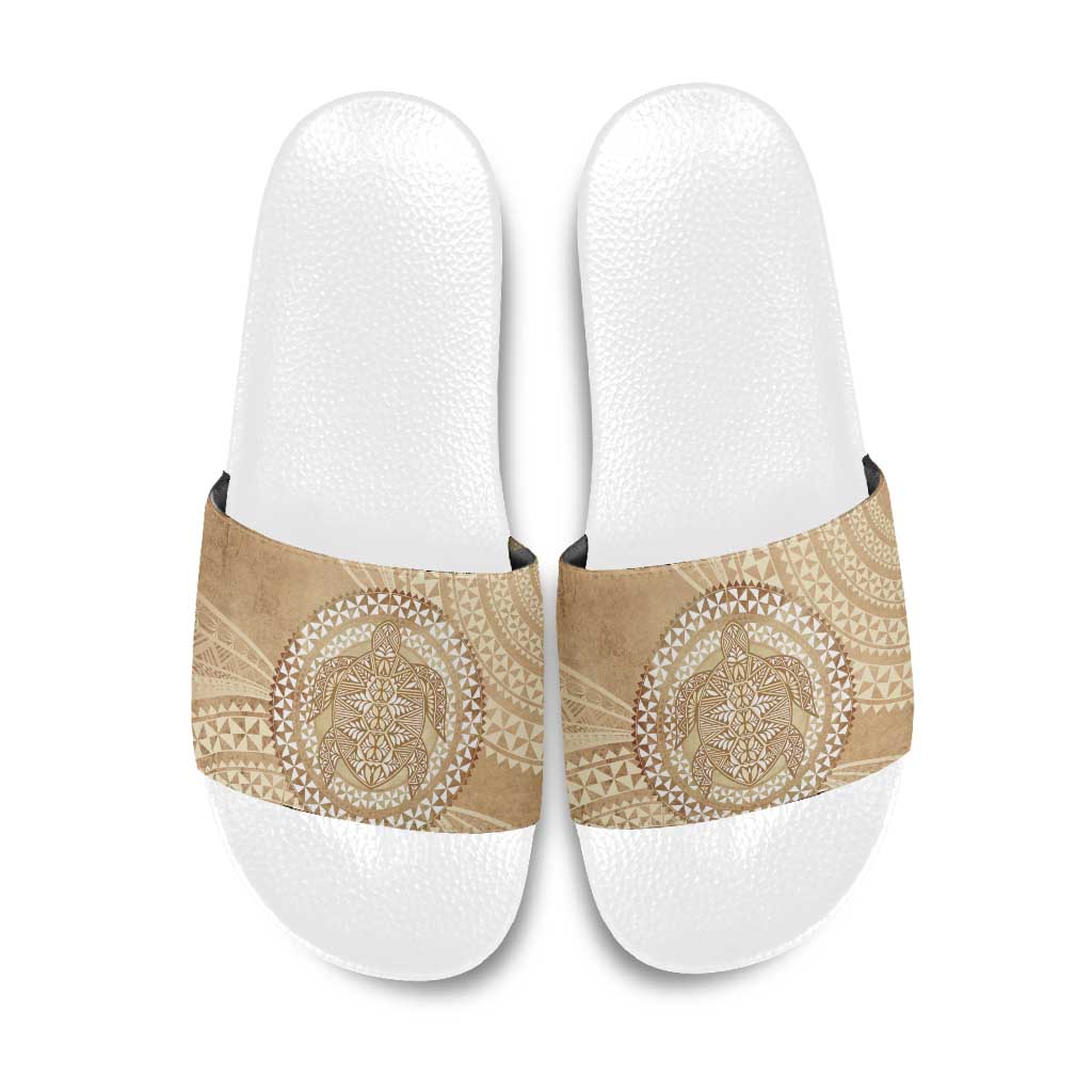 Tonga Ngatu Turtle Slide Sandals Vintage Tongan Tapa Cloth