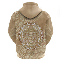 Tonga Ngatu Turtle Zip Hoodie Vintage Tongan Tapa Cloth