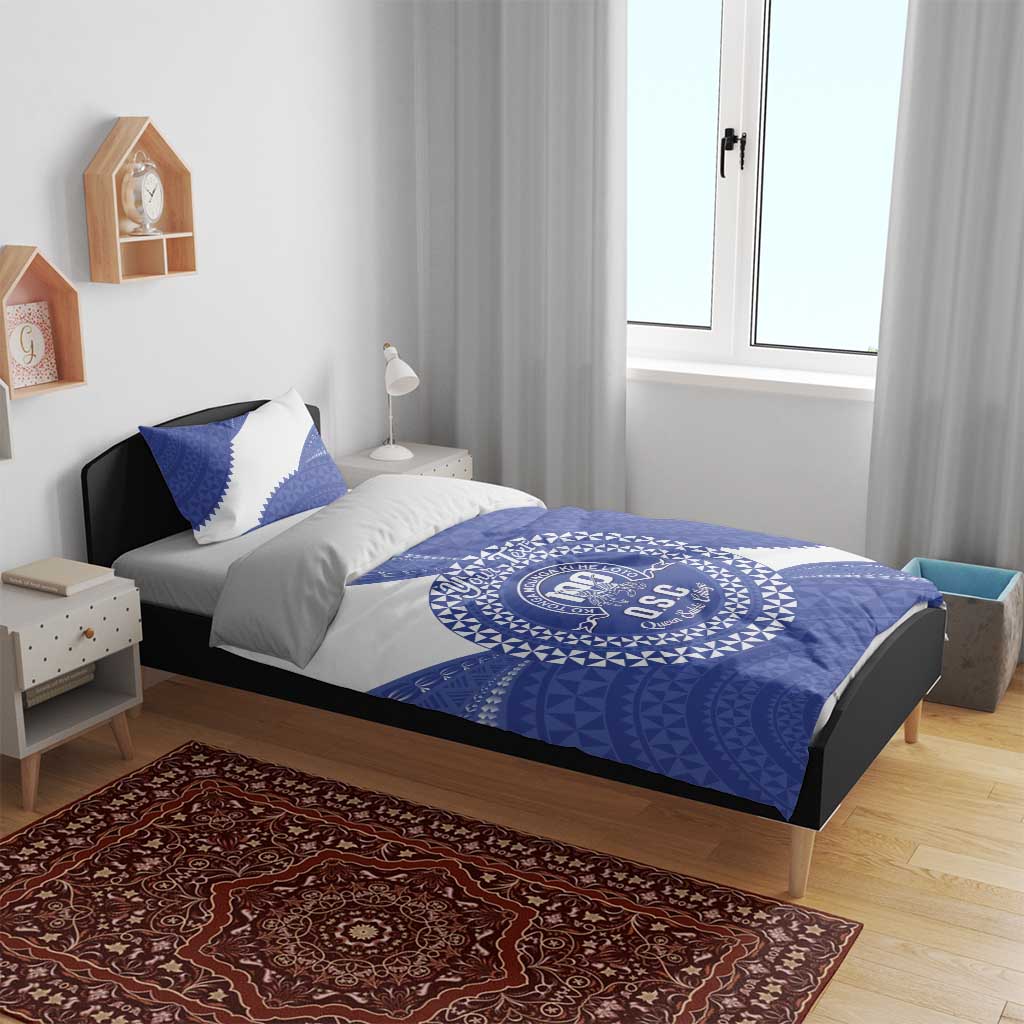 Queen Salote College 100th Anniversary Personalized Bedding Set Est 1926 Kolisi Fefine Tongan Ngatu Pattern