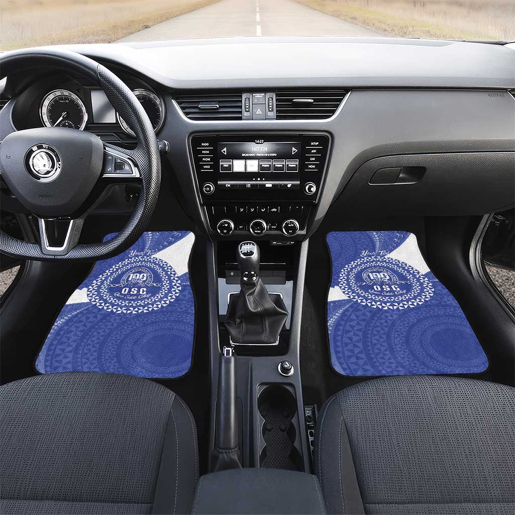 Queen Salote College 100th Anniversary Personalized Car Mats Est 1926 Kolisi Fefine Tongan Ngatu Pattern