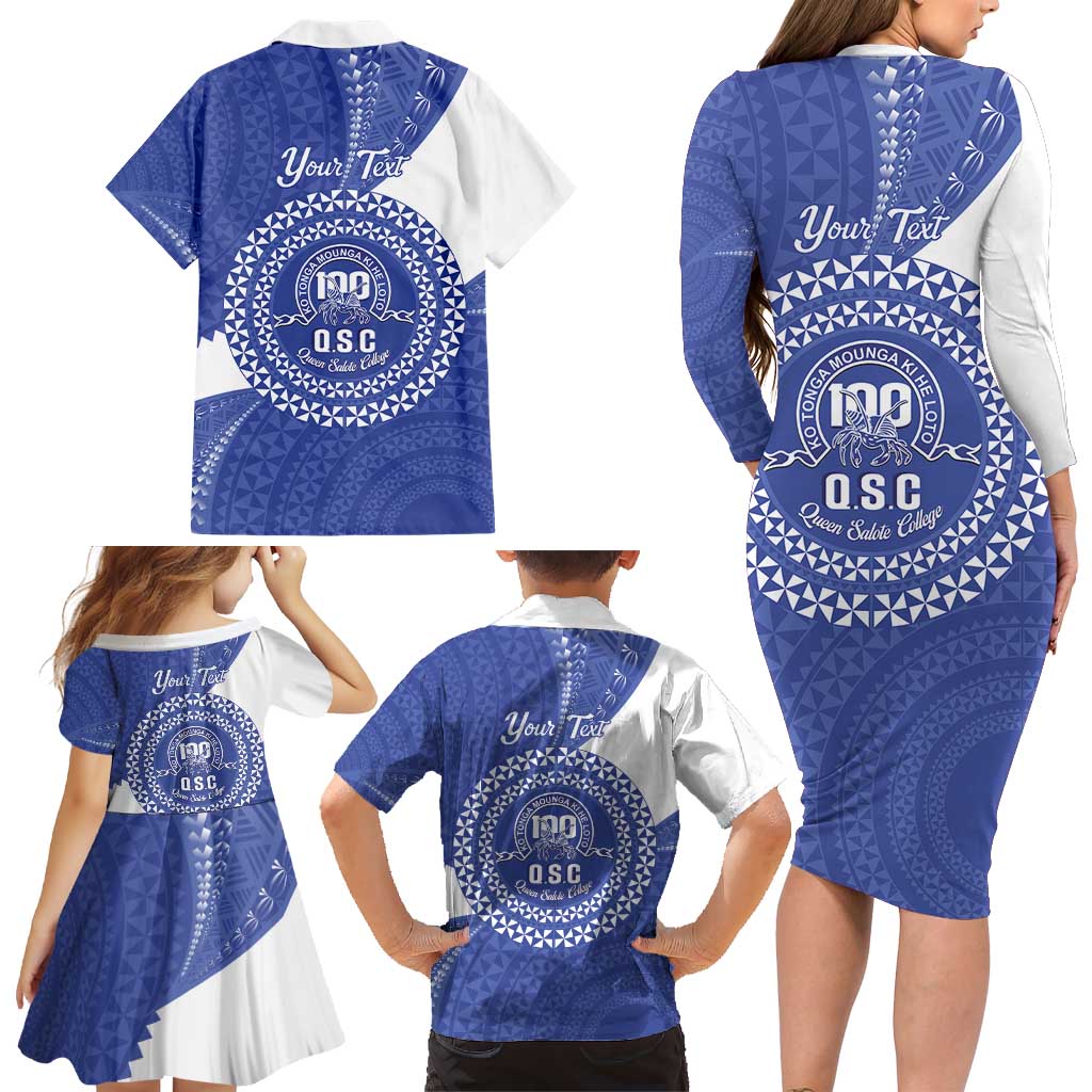 Queen Salote College 100th Anniversary Personalized Family Matching Long Sleeve Bodycon Dress and Hawaiian Shirt Est 1926 Kolisi Fefine Tongan Ngatu Pattern LT14 - Polynesian Pride