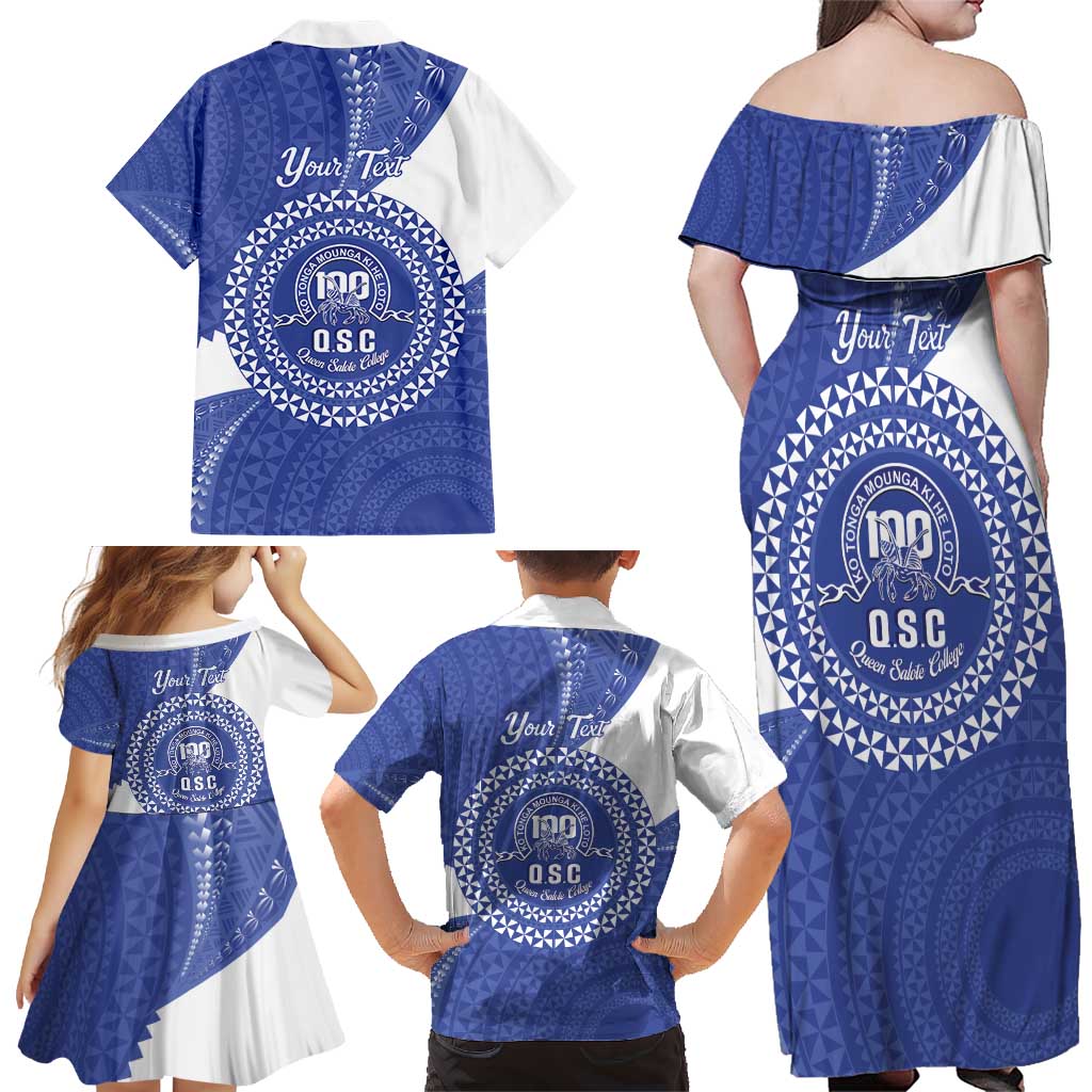 Queen Salote College 100th Anniversary Personalized Family Matching Off Shoulder Maxi Dress and Hawaiian Shirt Est 1926 Kolisi Fefine Tongan Ngatu Pattern LT14 - Polynesian Pride