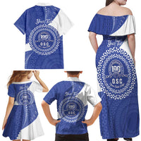 Queen Salote College 100th Anniversary Personalized Family Matching Off Shoulder Maxi Dress and Hawaiian Shirt Est 1926 Kolisi Fefine Tongan Ngatu Pattern LT14 - Polynesian Pride