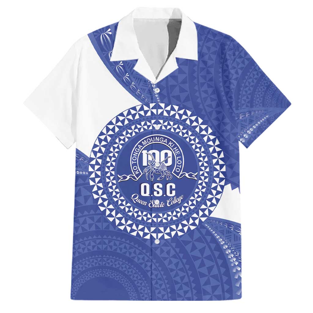 Queen Salote College 100th Anniversary Personalized Family Matching Off Shoulder Maxi Dress and Hawaiian Shirt Est 1926 Kolisi Fefine Tongan Ngatu Pattern LT14 Dad's Shirt - Short Sleeve Blue - Polynesian Pride