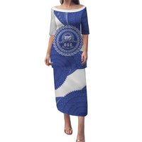 Queen Salote College 100th Anniversary Personalized Family Matching Puletasi and Hawaiian Shirt Est 1926 Kolisi Fefine Tongan Ngatu Pattern LT14 Mom's Dress Blue - Polynesian Pride
