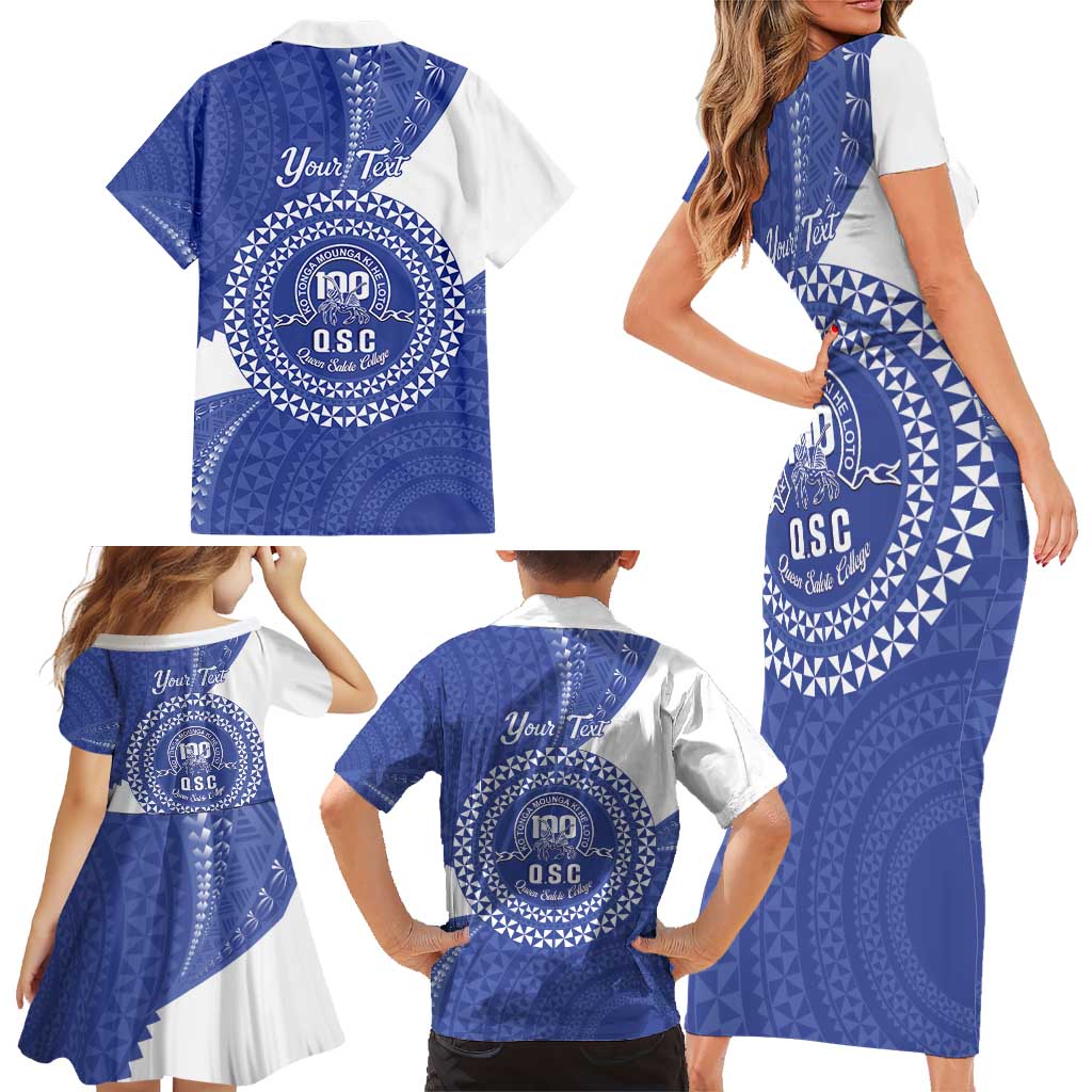 Queen Salote College 100th Anniversary Personalized Family Matching Short Sleeve Bodycon Dress and Hawaiian Shirt Est 1926 Kolisi Fefine Tongan Ngatu Pattern LT14 - Polynesian Pride