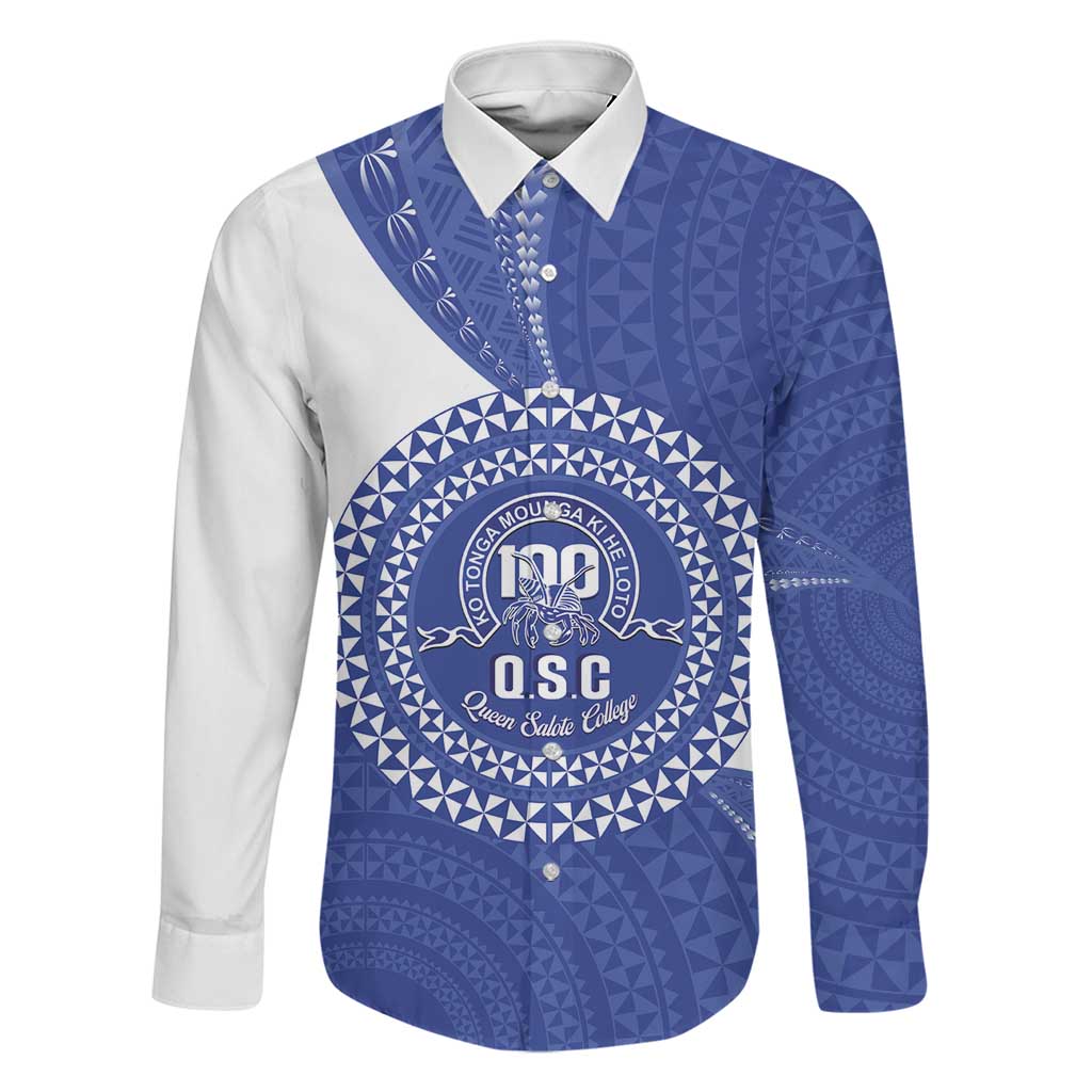 Queen Salote College 100th Anniversary Personalized Family Matching Summer Maxi Dress and Hawaiian Shirt Est 1926 Kolisi Fefine Tongan Ngatu Pattern LT14 Dad's Shirt - Long Sleeve Blue - Polynesian Pride