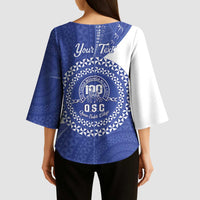 Queen Salote College 100th Anniversary Personalized Kimono Sleeve Blouse Est 1926 Kolisi Fefine Tongan Ngatu Pattern