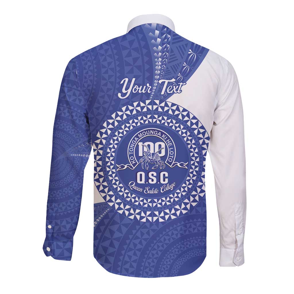 Queen Salote College 100th Anniversary Personalized Long Sleeve Button Shirt Est 1926 Kolisi Fefine Tongan Ngatu Pattern