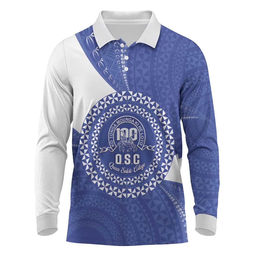 Queen Salote College 100th Anniversary Personalized Long Sleeve Polo Shirt Est 1926 Kolisi Fefine Tongan Ngatu Pattern