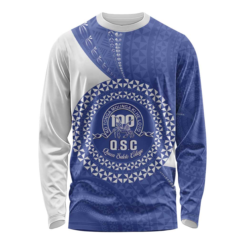 Queen Salote College 100th Anniversary Personalized Long Sleeve Shirt Est 1926 Kolisi Fefine Tongan Ngatu Pattern