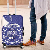 Queen Salote College 100th Anniversary Personalized Luggage Cover Est 1926 Kolisi Fefine Tongan Ngatu Pattern
