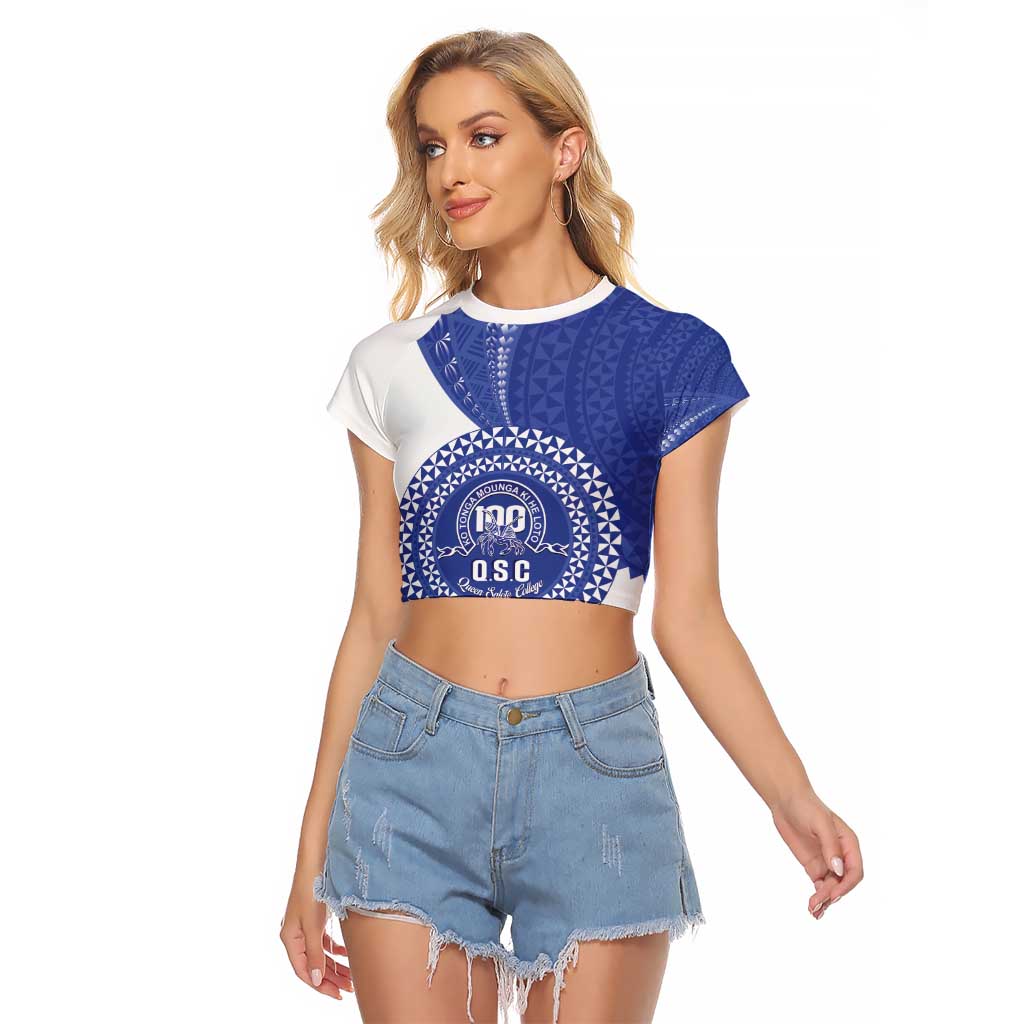 Queen Salote College 100th Anniversary Personalized Raglan Cropped T Shirt Est 1926 Kolisi Fefine Tongan Ngatu Pattern