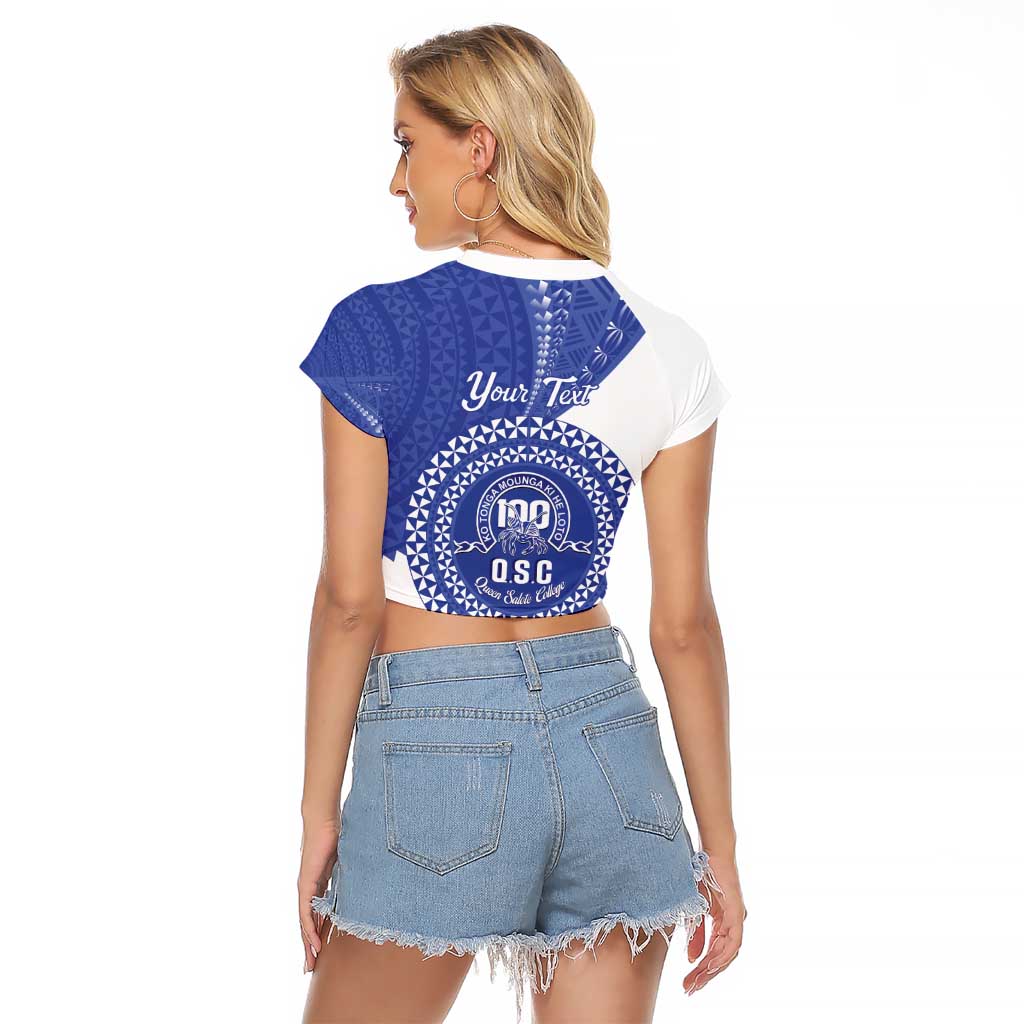 Queen Salote College 100th Anniversary Personalized Raglan Cropped T Shirt Est 1926 Kolisi Fefine Tongan Ngatu Pattern
