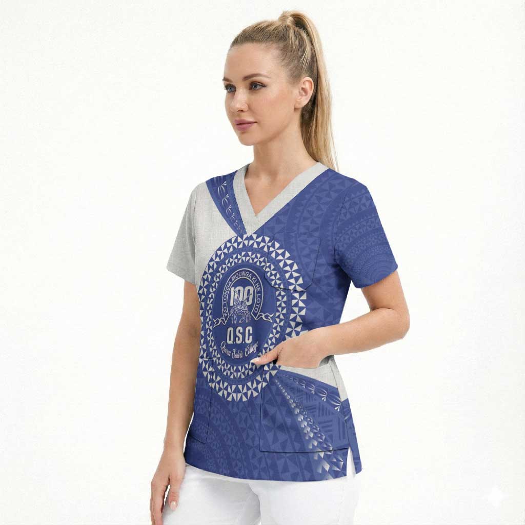 Queen Salote College 100th Anniversary Personalized Scrub Top Est 1926 Kolisi Fefine Tongan Ngatu Pattern