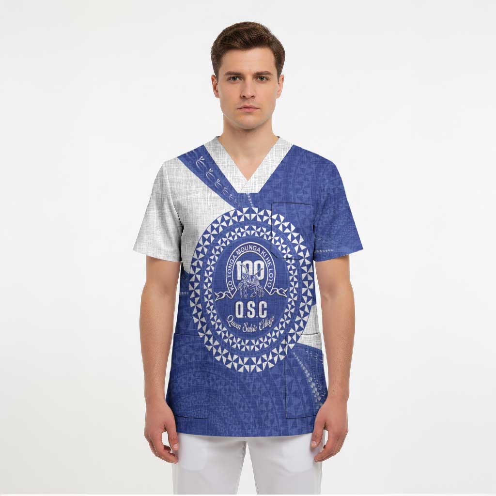 Queen Salote College 100th Anniversary Personalized Scrub Top Est 1926 Kolisi Fefine Tongan Ngatu Pattern