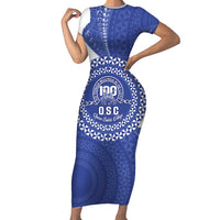Queen Salote College 100th Anniversary Personalized Short Sleeve Bodycon Dress Est 1926 Kolisi Fefine Tongan Ngatu Pattern