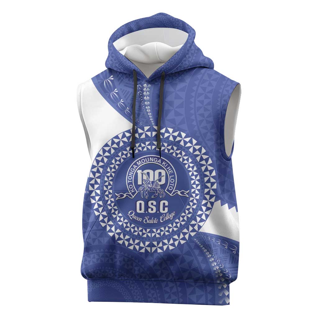Queen Salote College 100th Anniversary Personalized Sleeveless Hoodie Est 1926 Kolisi Fefine Tongan Ngatu Pattern