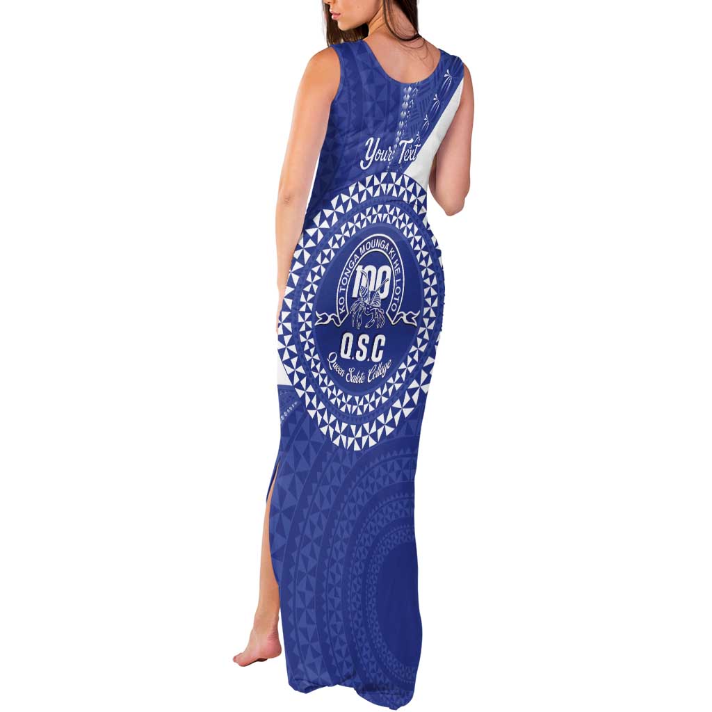 Queen Salote College 100th Anniversary Personalized Tank Maxi Dress Est 1926 Kolisi Fefine Tongan Ngatu Pattern