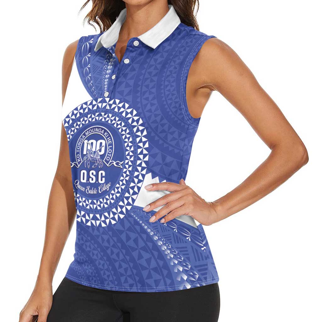Queen Salote College 100th Anniversary Personalized Women Sleeveless Polo Shirt Est 1926 Kolisi Fefine Tongan Ngatu Pattern LT14 - Polynesian Pride