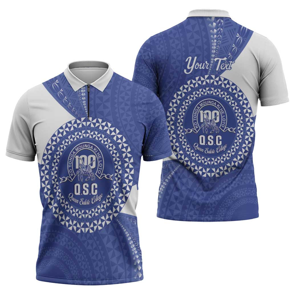 Queen Salote College 100th Anniversary Personalized Zipper Polo Shirt Est 1926 Kolisi Fefine Tongan Ngatu Pattern