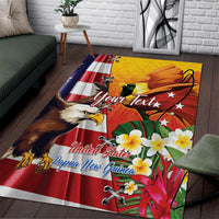 Personalised United States And Papua New Guinea Area Rug USA Eagle With PNG Bird Of Paradise LT14 Red - Polynesian Pride