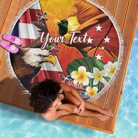 Personalised United States And Papua New Guinea Beach Blanket USA Eagle With PNG Bird Of Paradise LT14 - Polynesian Pride