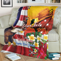 Personalised United States And Papua New Guinea Blanket USA Eagle With PNG Bird Of Paradise LT14 - Polynesian Pride