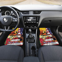 Personalised United States And Papua New Guinea Car Mats USA Eagle With PNG Bird Of Paradise LT14 Set 2pcs - Front Red - Polynesian Pride